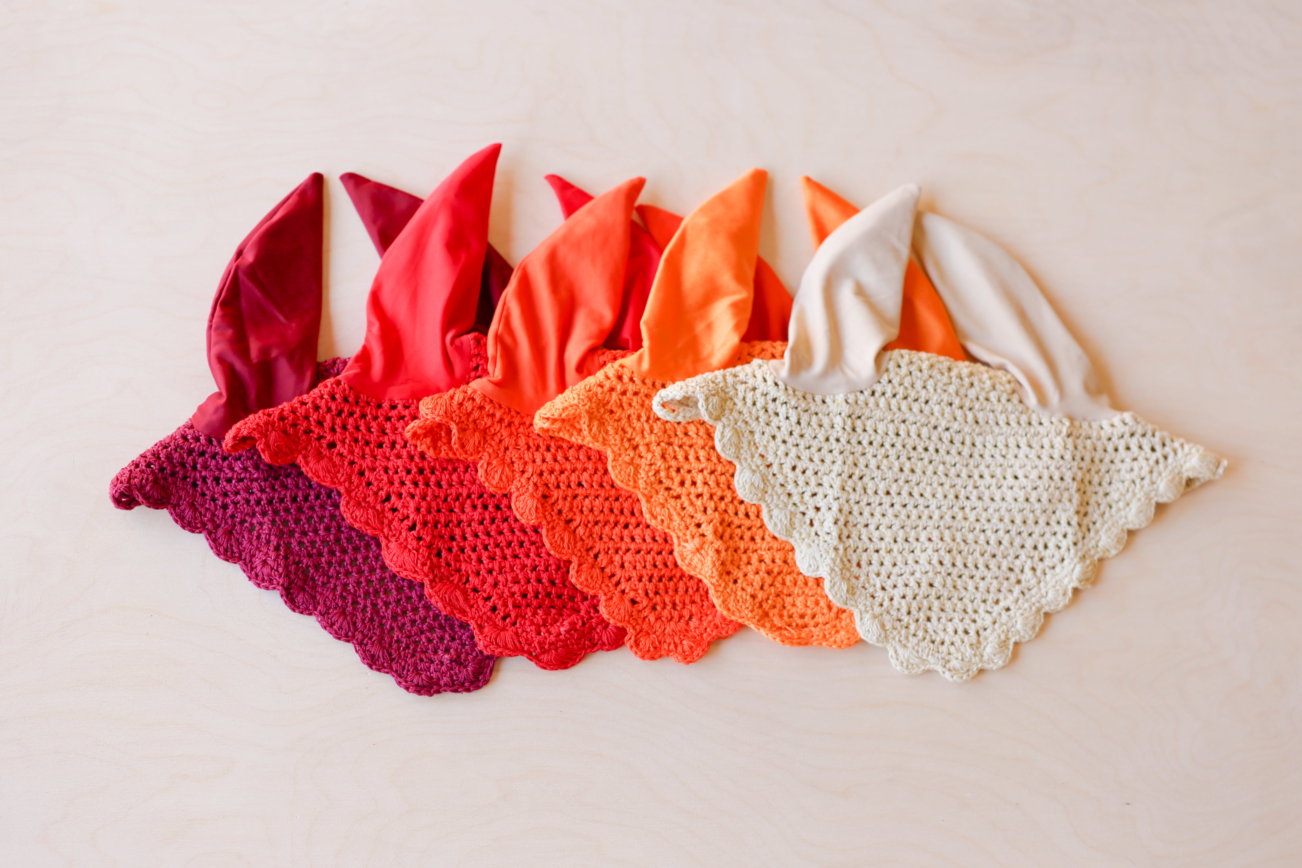 Crochet Ear Bonnet - Dark Orange