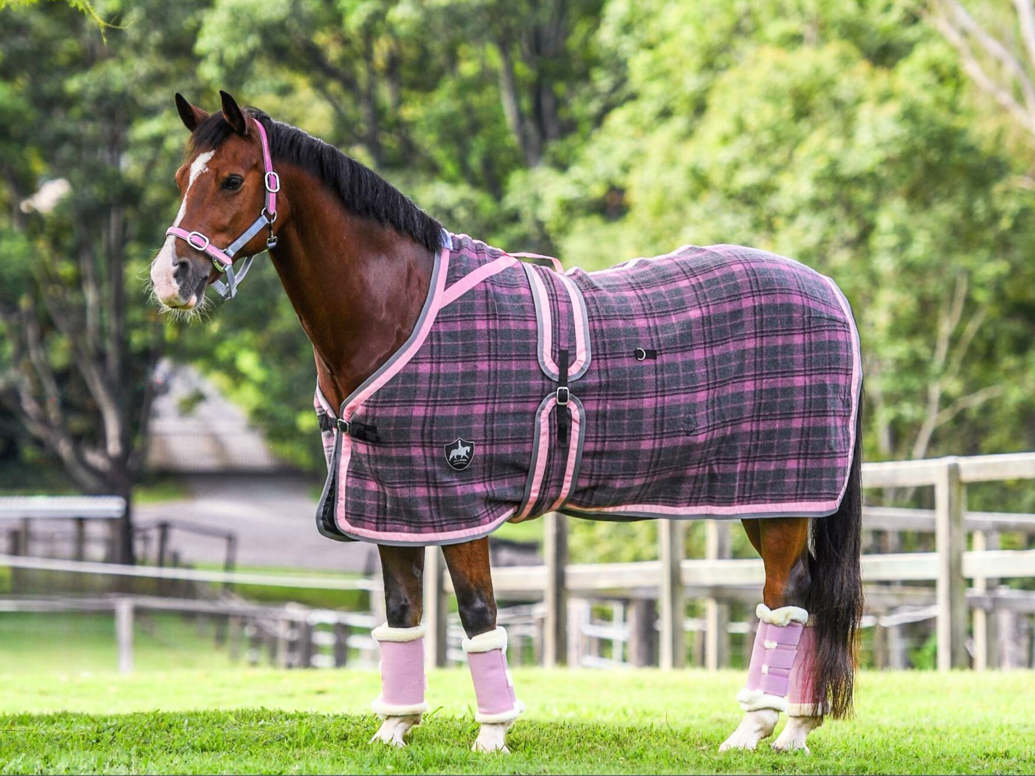 Blush Pink and Grey Check Kersey Wool Rug