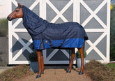 Rainsheet Navy w Tan & Royal Blue Check - Detachable Neck