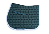 Quilted Saddle Pad - Bottle Green with White Trim & White Rope