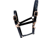 PVC Halter - Black with Rose Gold Buckles - NEW COLOUR!!