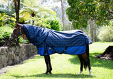 Rainsheet Navy w Tan & Royal Blue Check - Detachable Neck