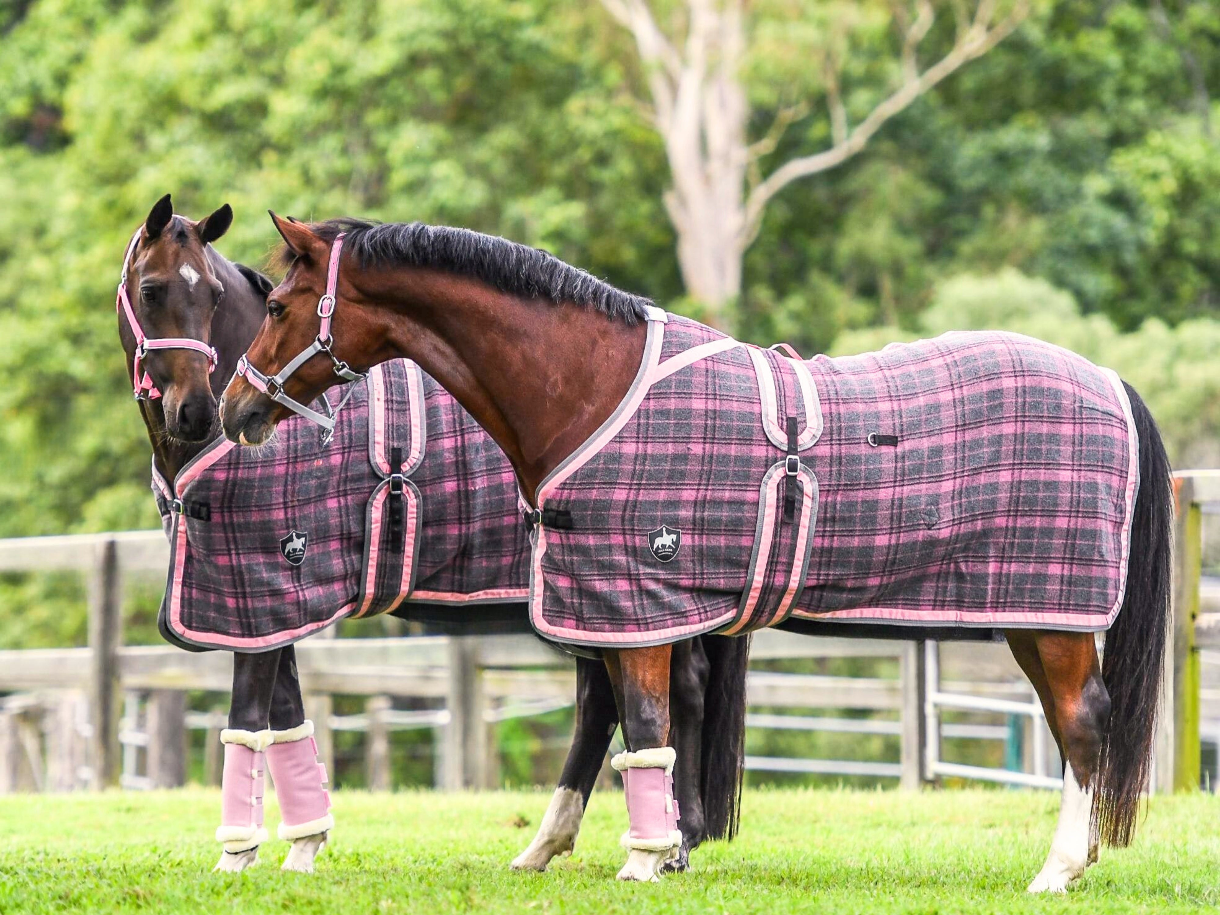 Blush Pink and Grey Check Kersey Wool Rug