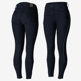 Horze Mikaela Ladies Denim Breeches - Black Iris Dark Blue - CLEARANCE