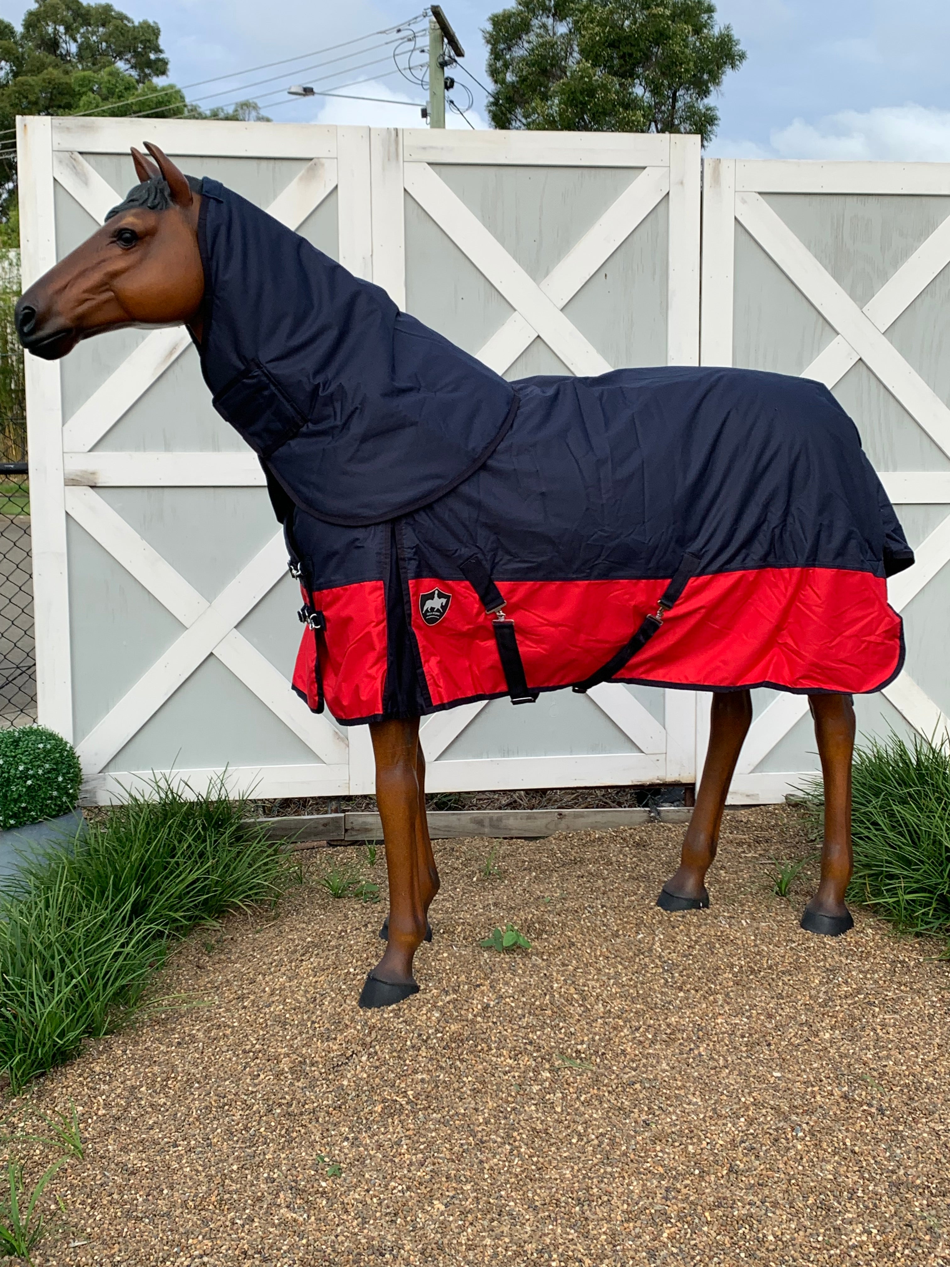 600D Turnout 300g Fill - Navy with Red & Detachable Neck Combo