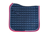 Quilted Saddle Pad - Dressage - Navy with Red Trim, White, Red & Navy Rope