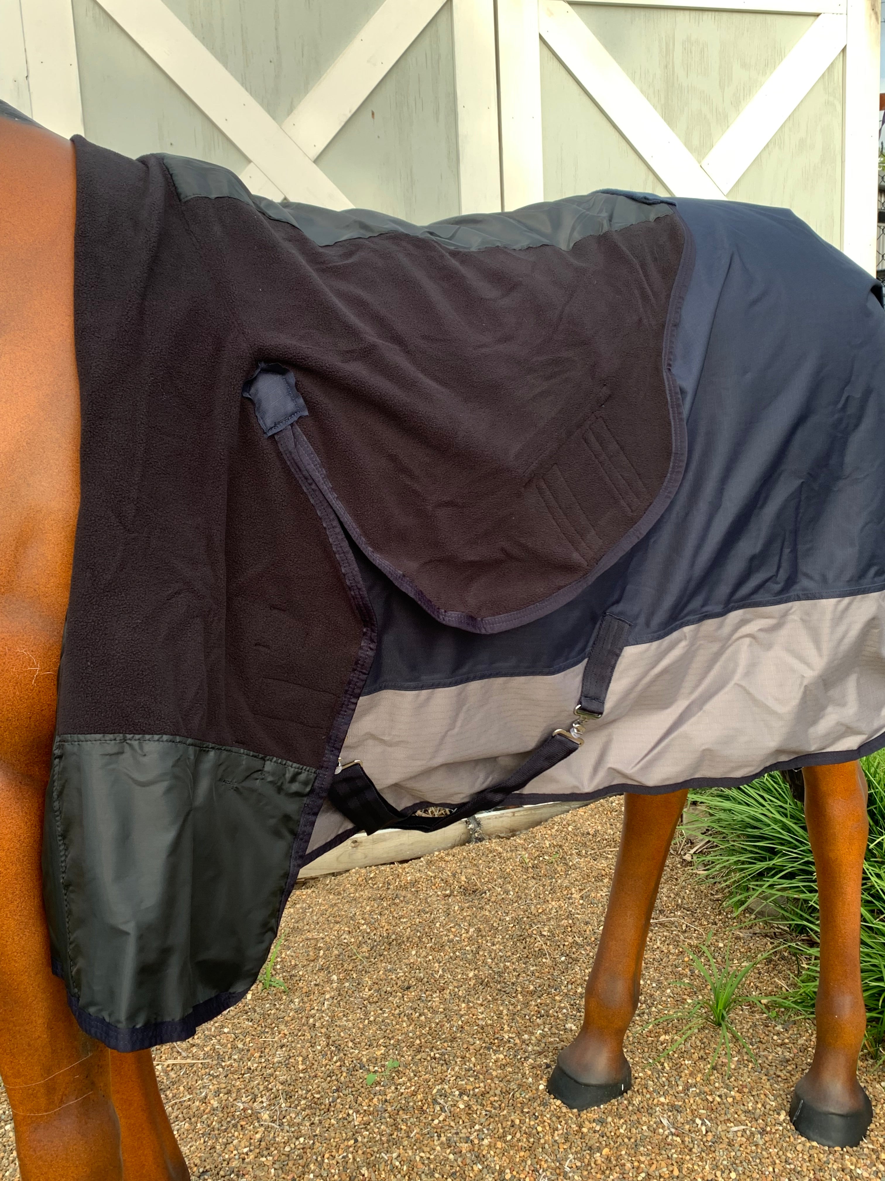 Waterproof Fleece Lined Rainsheet- Navy with Grey Neck Combo