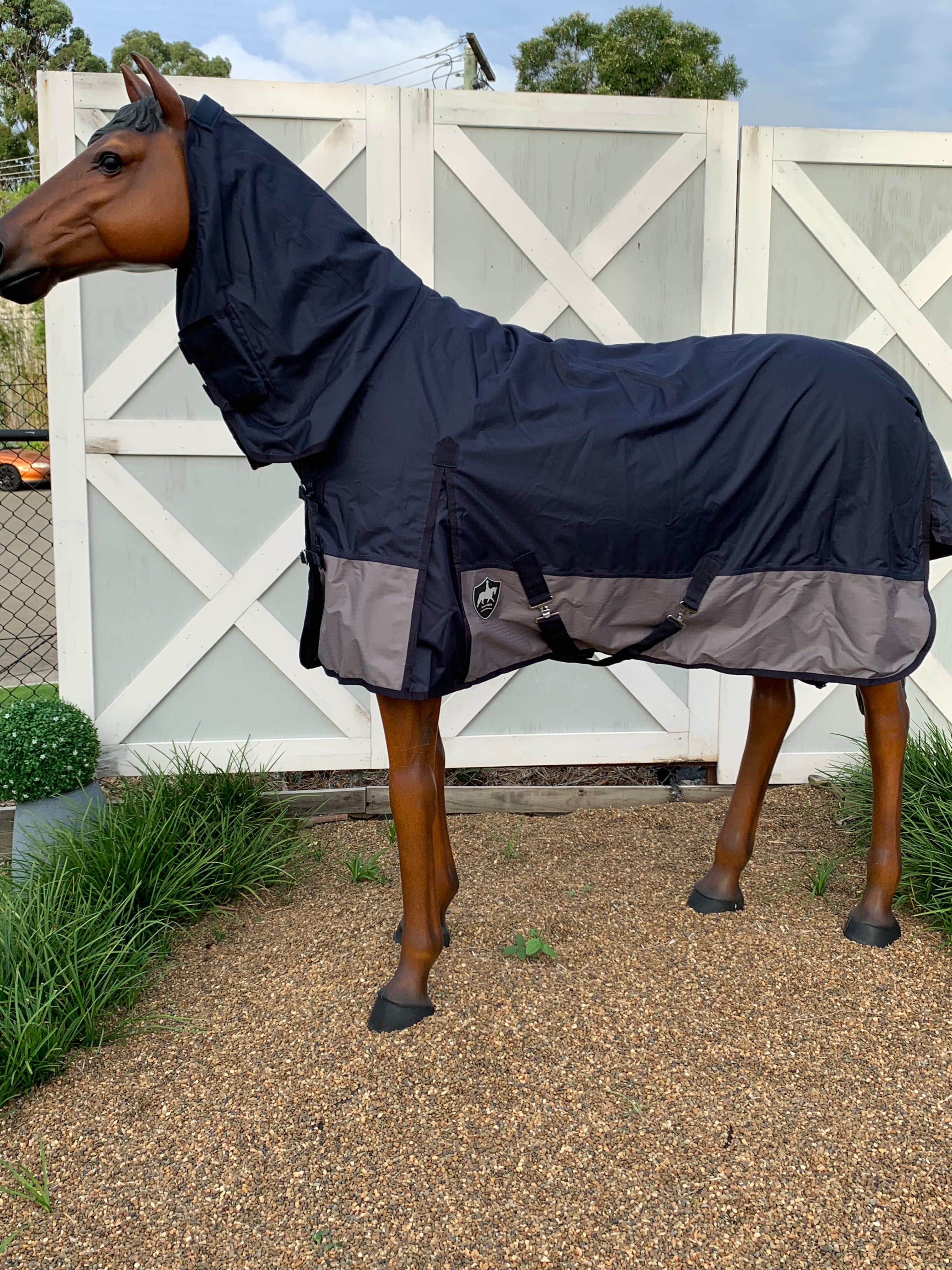 Waterproof Fleece Lined Rainsheet- Navy with Grey Neck Combo