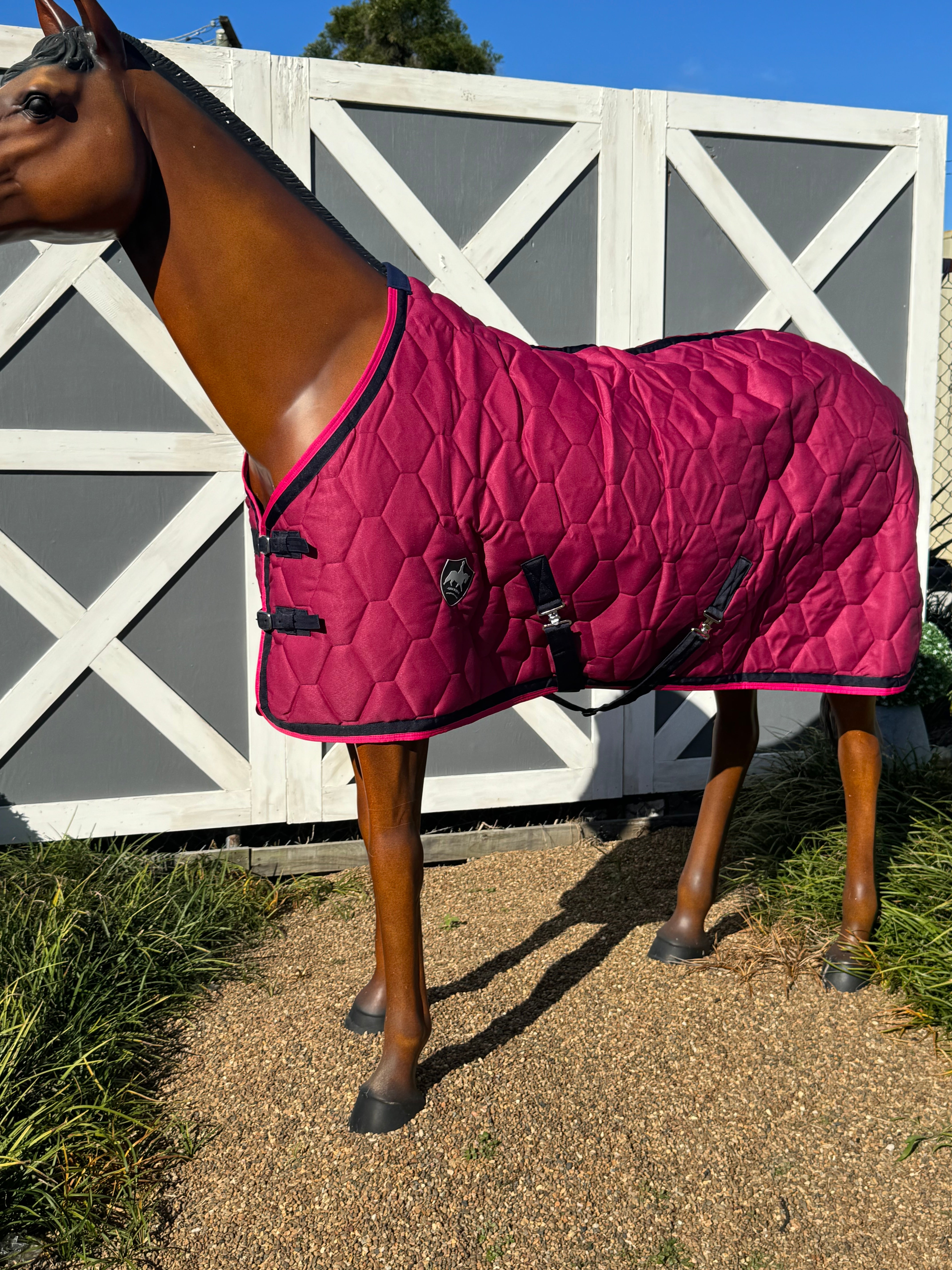 Luxury Stable Doona - Magenta Pink with Navy and Hot Pink Trims