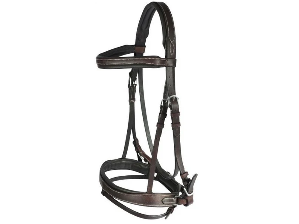 HORZE VENICE SNAFFLE BRIDLE WITH REINS - Dark Brown