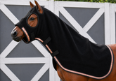Black Kersey Wool Hood with Rose Gold Trims