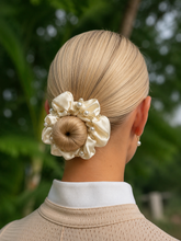 Cream Pearl Satin Hair Scrunchie