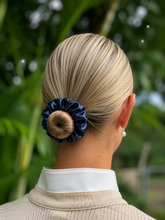 Plain Navy Satin Hair Scrunchie