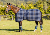 Navy and Grey Check Kersey Wool Rug - SECONDS - 5'9 only