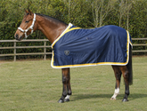 Navy Prize Rug with Yellow & White Trims