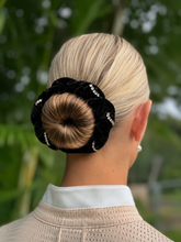 Black Velvet Hair Scrunchie with Diamantes