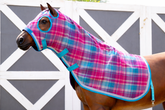 Kersey Wool Hood - Hot Pink and Aqua Check