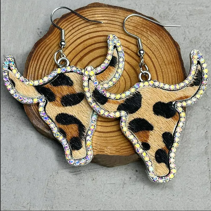 Western Cowhide Rhinestone Earrings