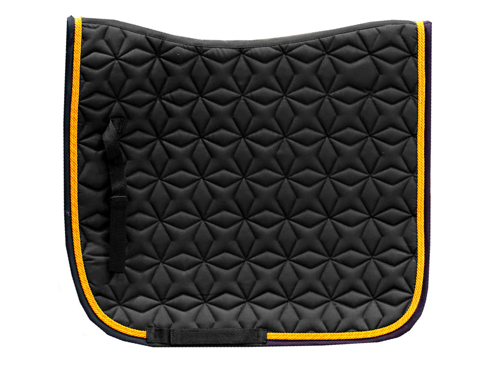 Dressage Saddle Pad - Black with Orange Ropes