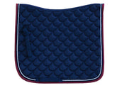 Dressage Saddle Pad - Navy / Maroon w Silver and Navy Cord