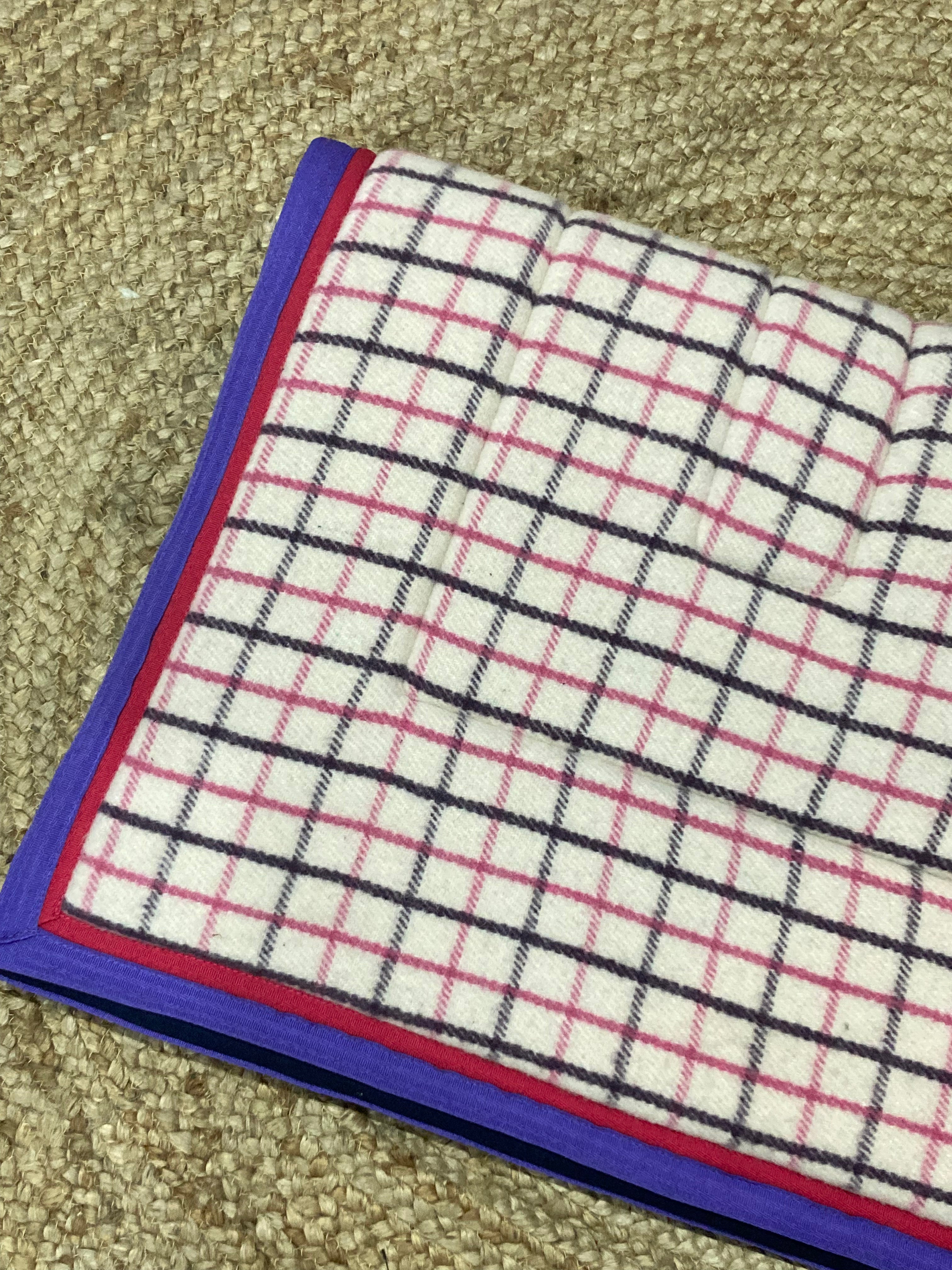 Kersey Wool Saddle Pad  - Cream Pink & Purple Check