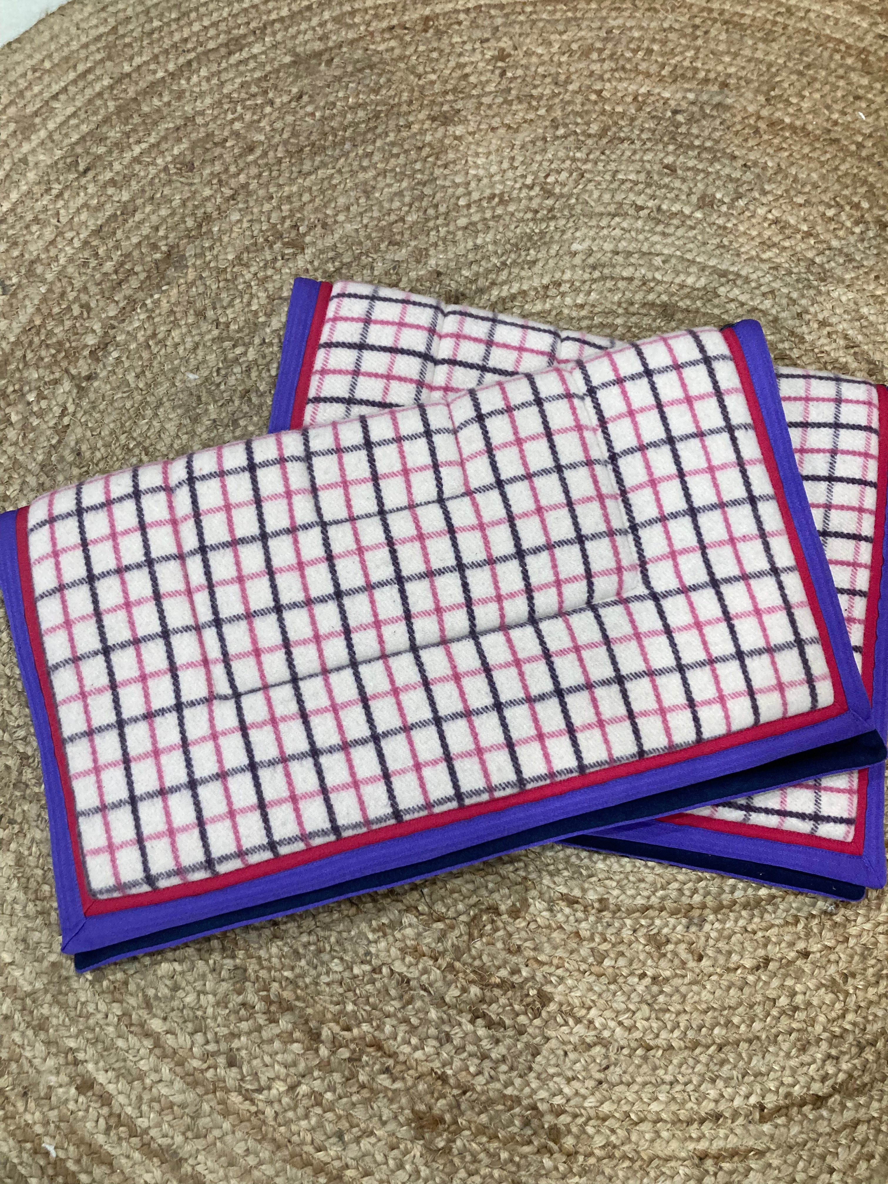 Kersey Wool Saddle Pad  - Cream Pink & Purple Check