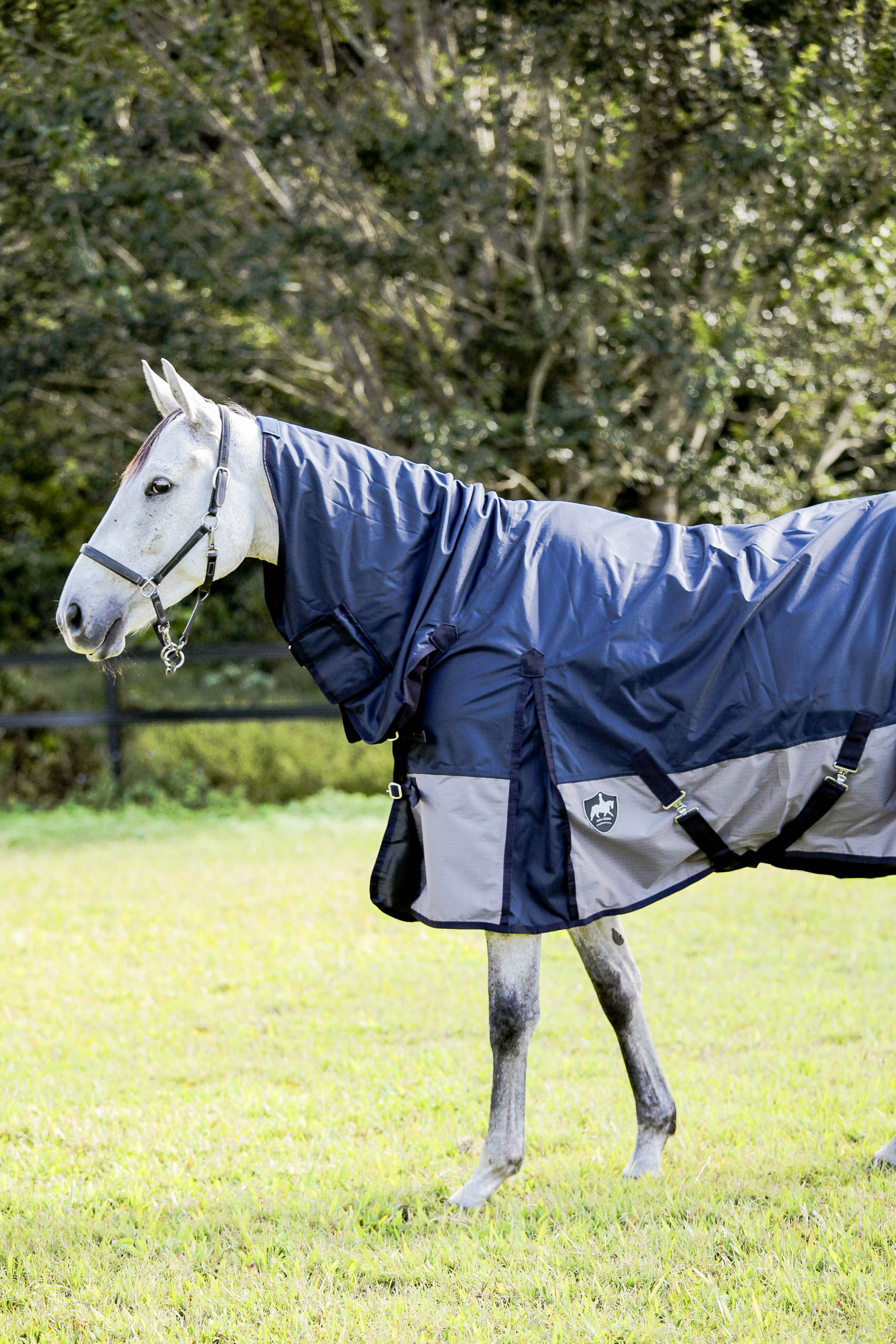 Waterproof Fleece Lined Rainsheet- Navy with Grey Neck Combo
