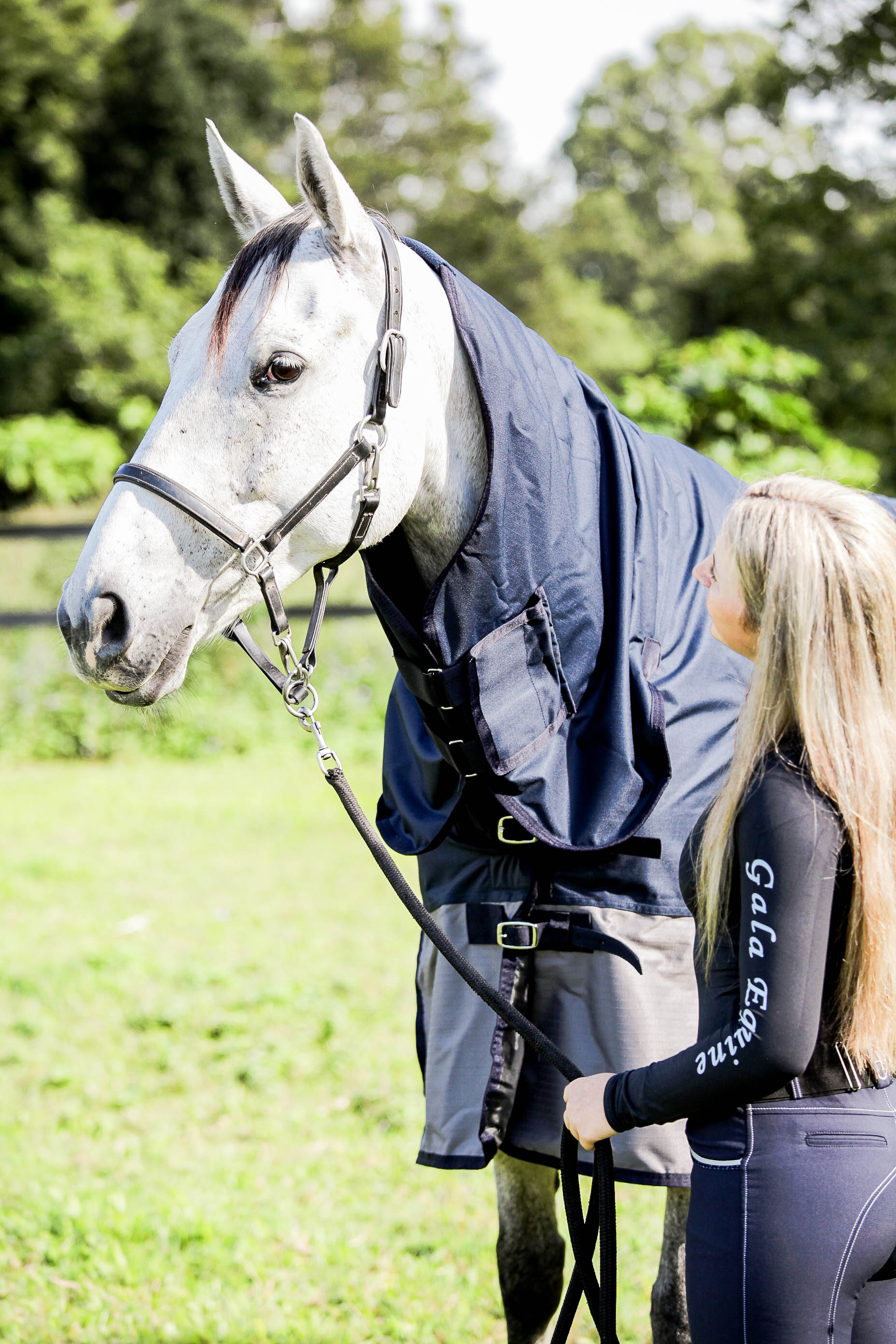 Waterproof Fleece Lined Rainsheet- Navy with Grey Neck Combo