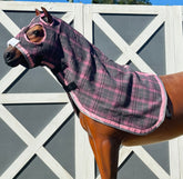 Blush Pink and Grey Check Kersey Wool Hood