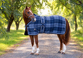 Navy and Grey Check Kersey Wool Rug