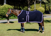 Navy Kersey Wool Rug - Lilac and Purple Trims