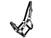 PVC Halter - Black & Silver with chrome buckles