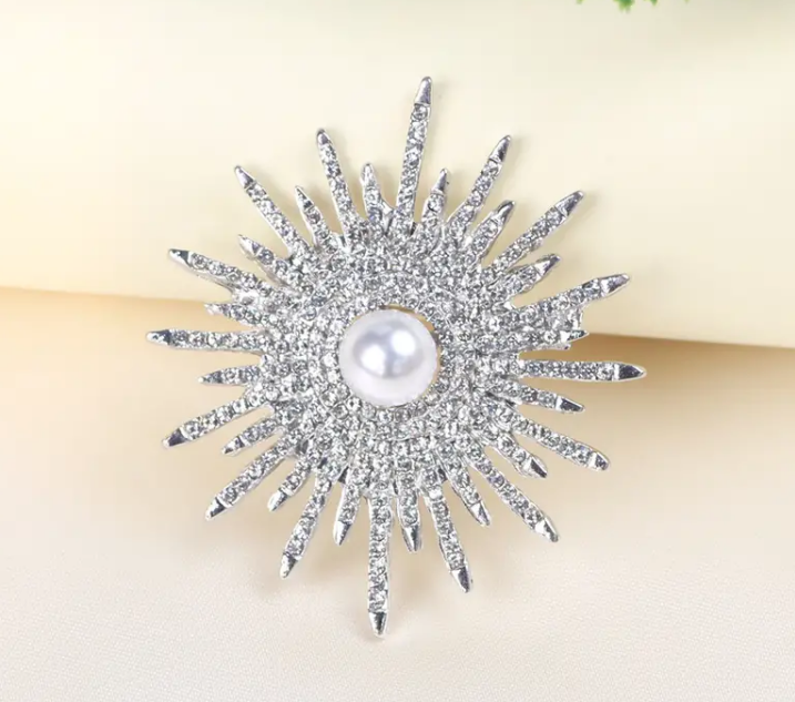 Radiant Flower with Diamante and Centre Pearl