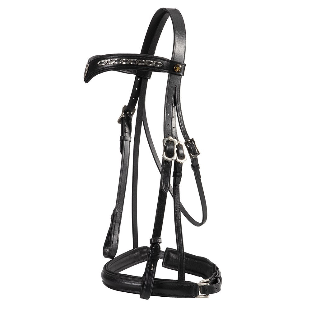 Jeremy & Lord "V" Dressage Bridle -  Black - Full size