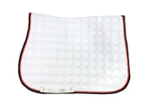 Quilted Saddle Pad - General Purpose - White with Black Trim & Red Rope