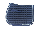 Quilted Saddle Pad - Navy with Navy Trim, White, Navy & Silver Rope