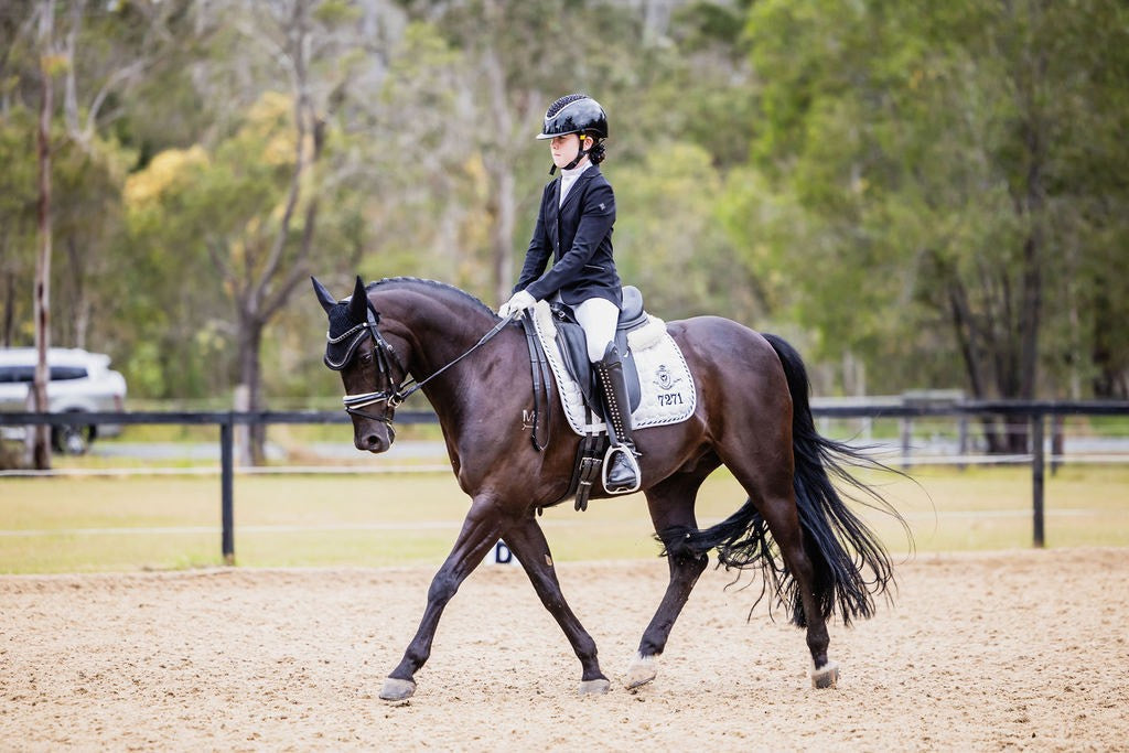 Topline Competition Dressage Saddle Pad with metallic silver rope - Design your own trim!!