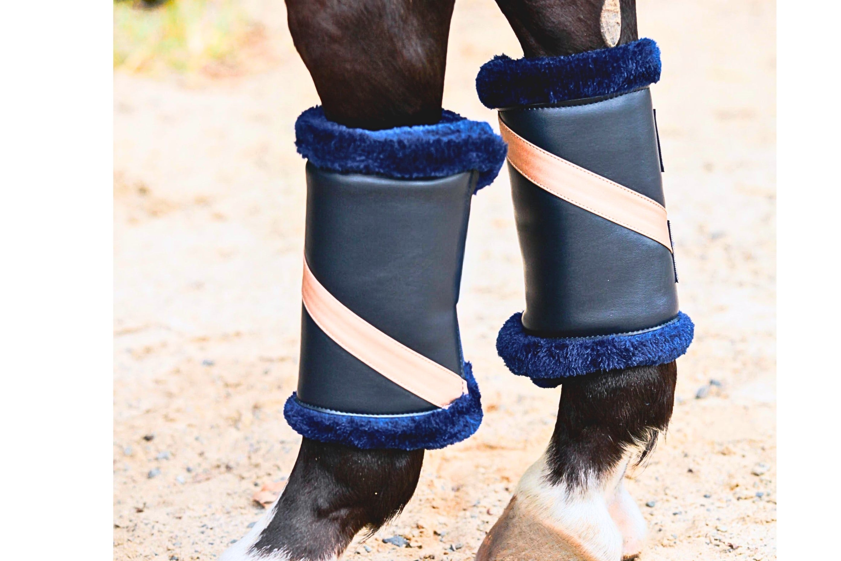 Mink Boots - Navy with Metallic Rose Gold Trim