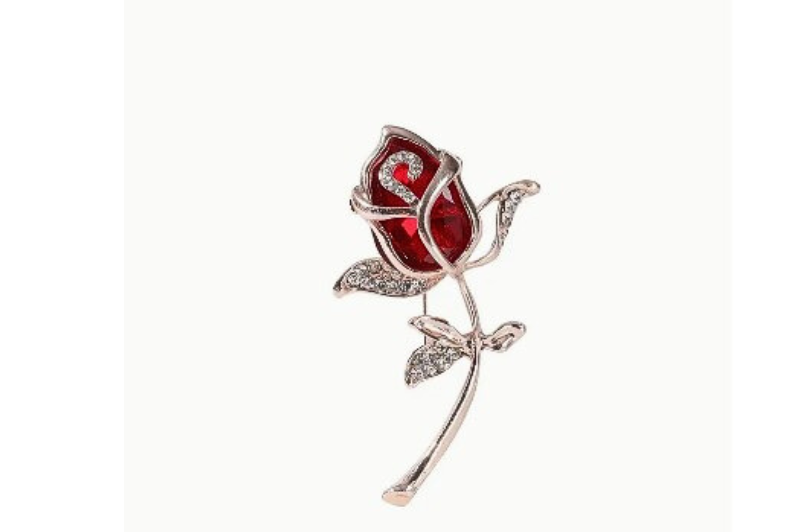 Vintage Rose Flower Rhinestone Brooch Pin