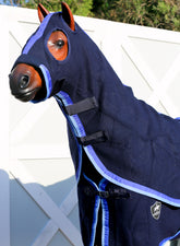 Navy Kersey Wool Hood - Royal & Sky Blue Trims