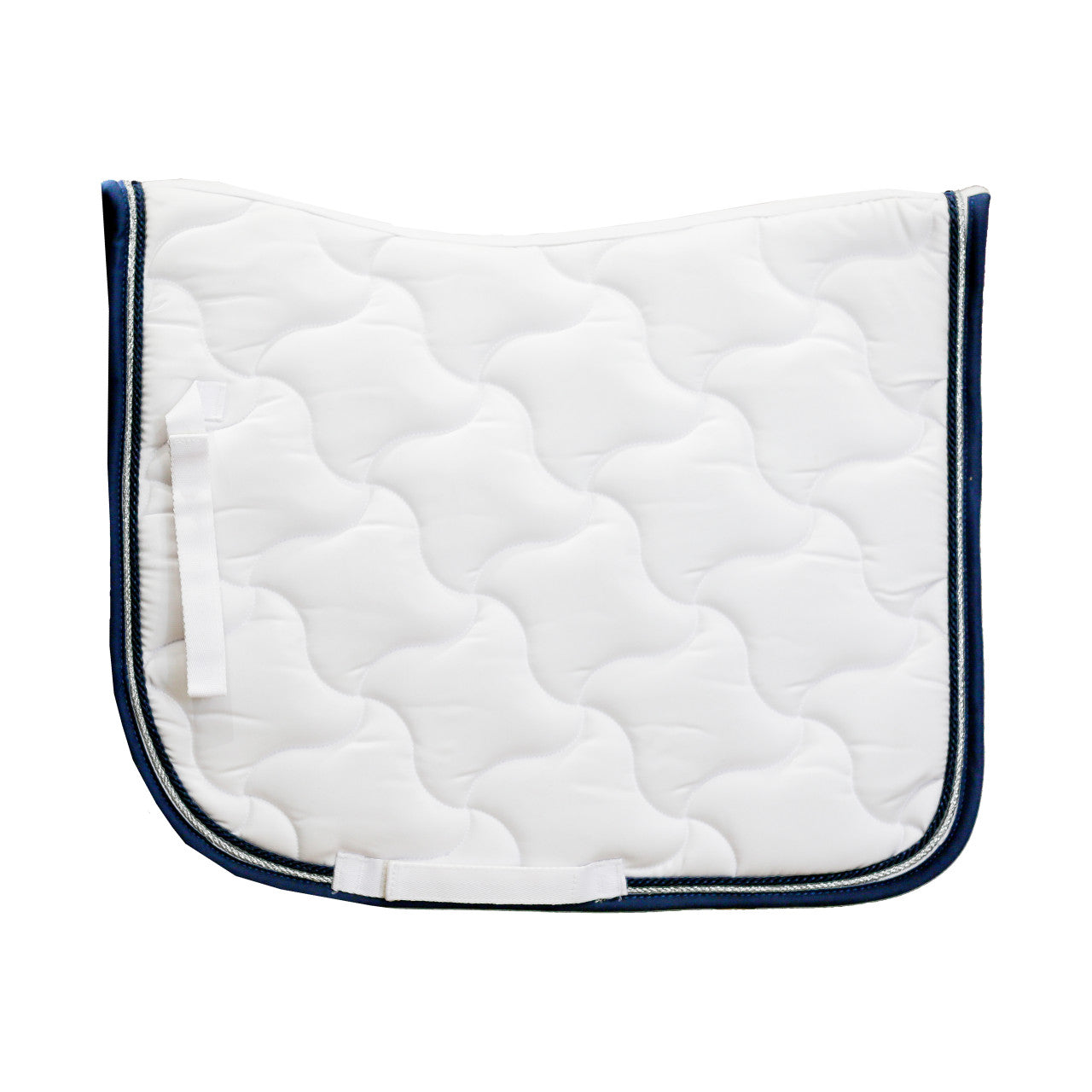 Competition White Dressage Saddle Pad - Navy Binding  LOW STOCK....LAST FEW LEFT!!