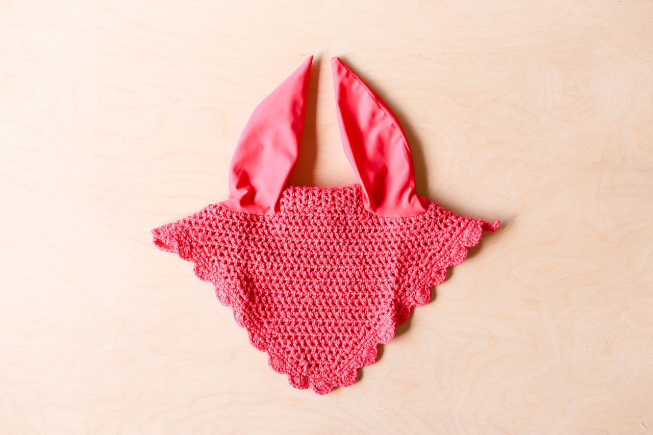 Crochet Ear Bonnet - Fuchsia