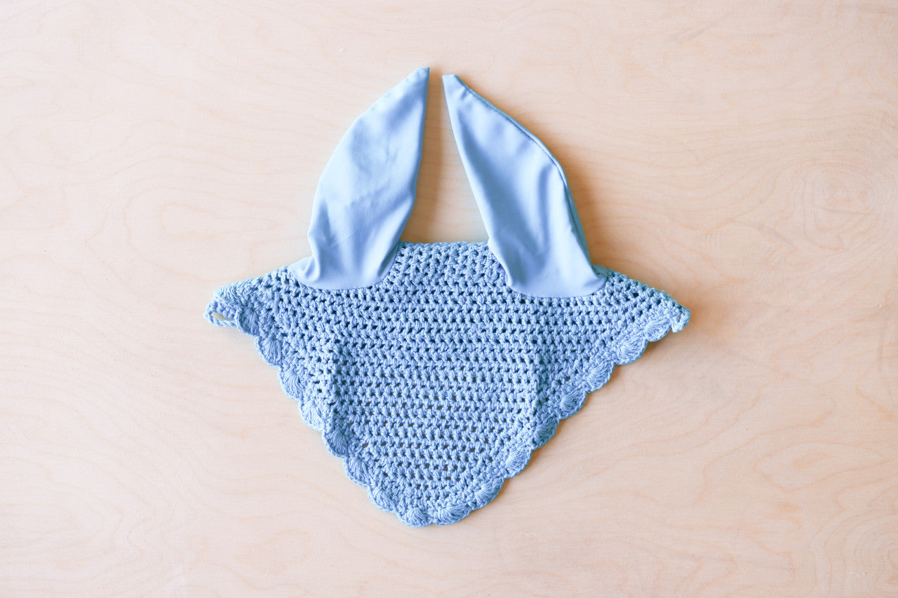 Crochet Ear Bonnet - Light Blue