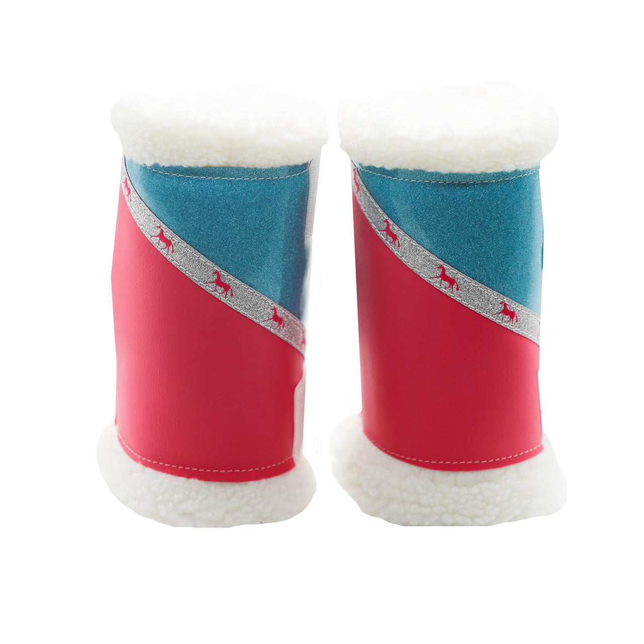 Sherpa Boots - Pink & Glitter Aqua - Pair - Made to order