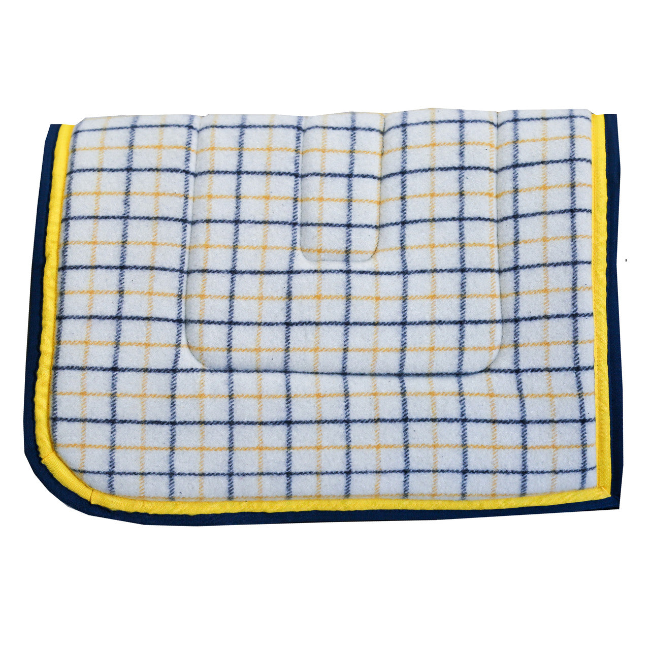 Kersey Wool Saddle Pad - Cream with Navy & Gold Check
