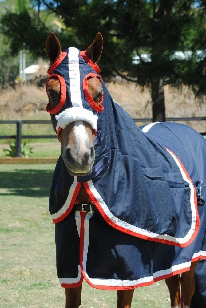 Navy Show Set + Surcingle with Red & White Trims