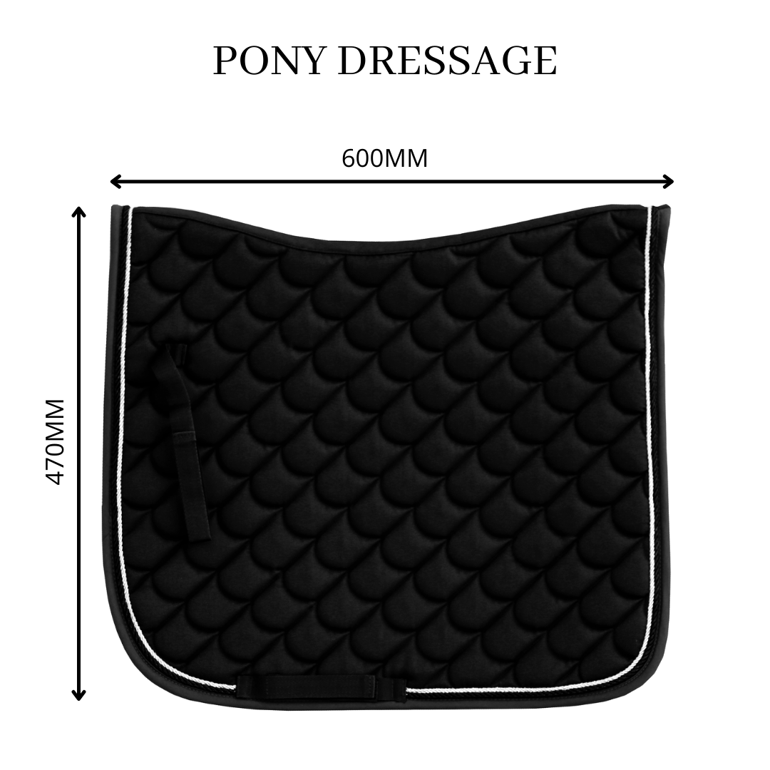 Dressage Saddle Pad - Black / Tan w Tan, Black & White Cord