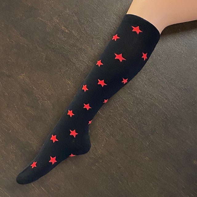 Socks - Black with Red Stars
