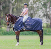 Navy Show Rug with White Trim
