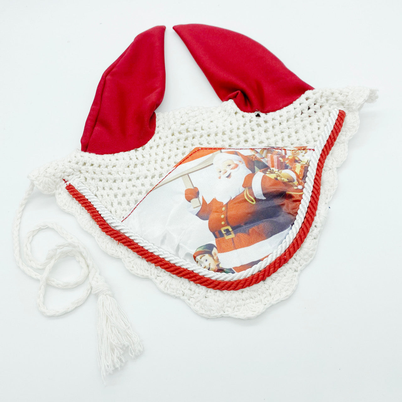 Christmas Bonnets - White Crochet with Santa FULL